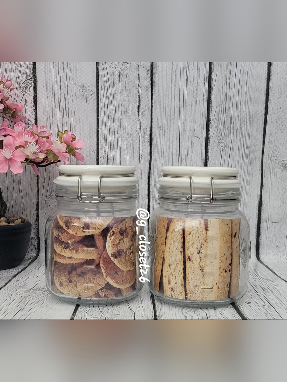 Floral Mason Craft & More Airtight Ceramic Clamp Lid Jars- Set of 2